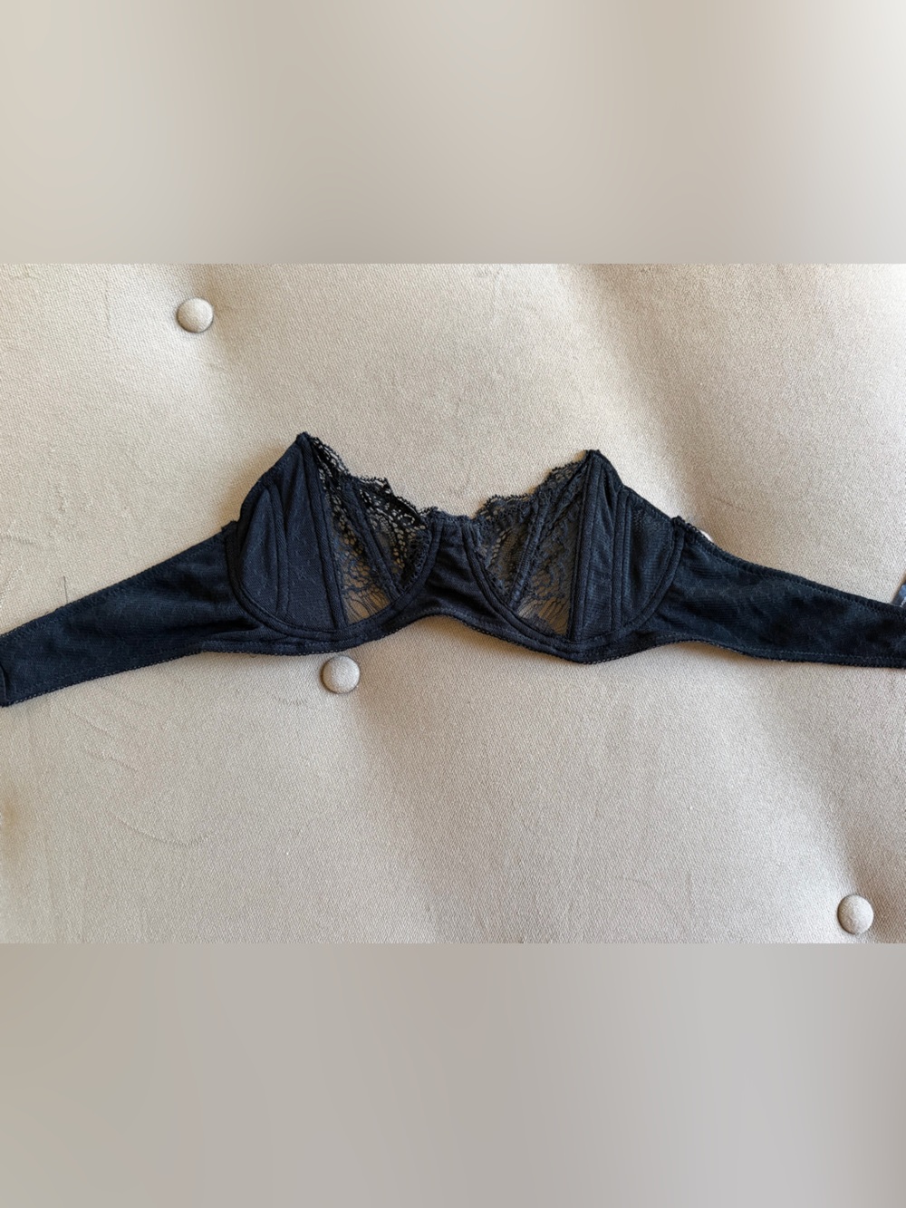 Nasty Gal Black Lace Underwire Bra with Sheer Panels